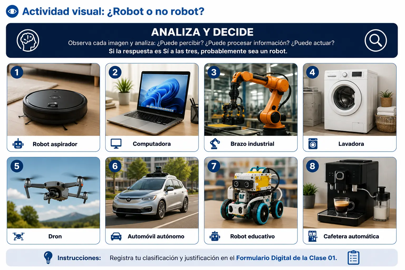 Actividad visual para analizar cuáles dispositivos pueden considerarse robots