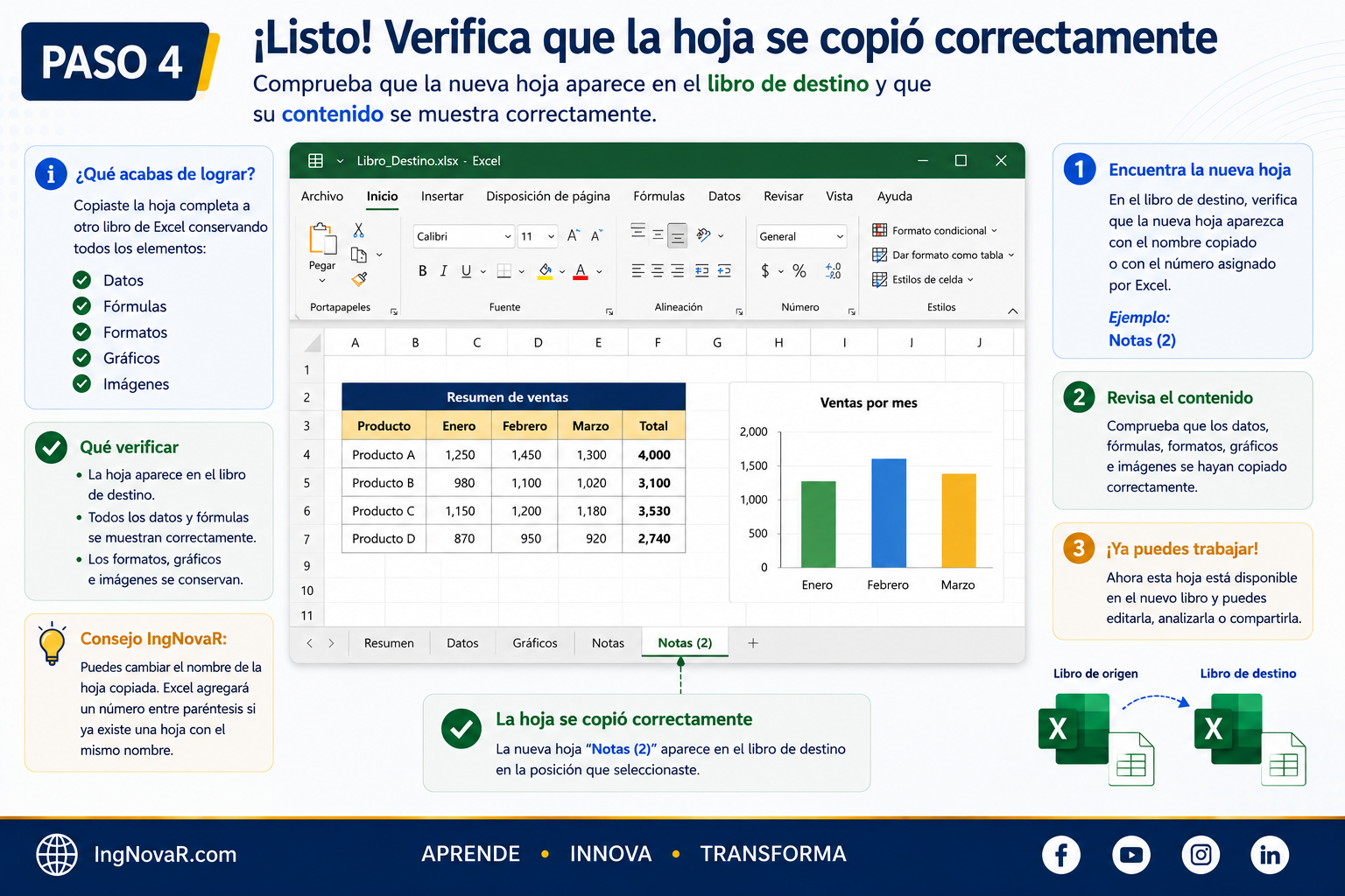 Verificar una hoja de Excel copiada a otro libro