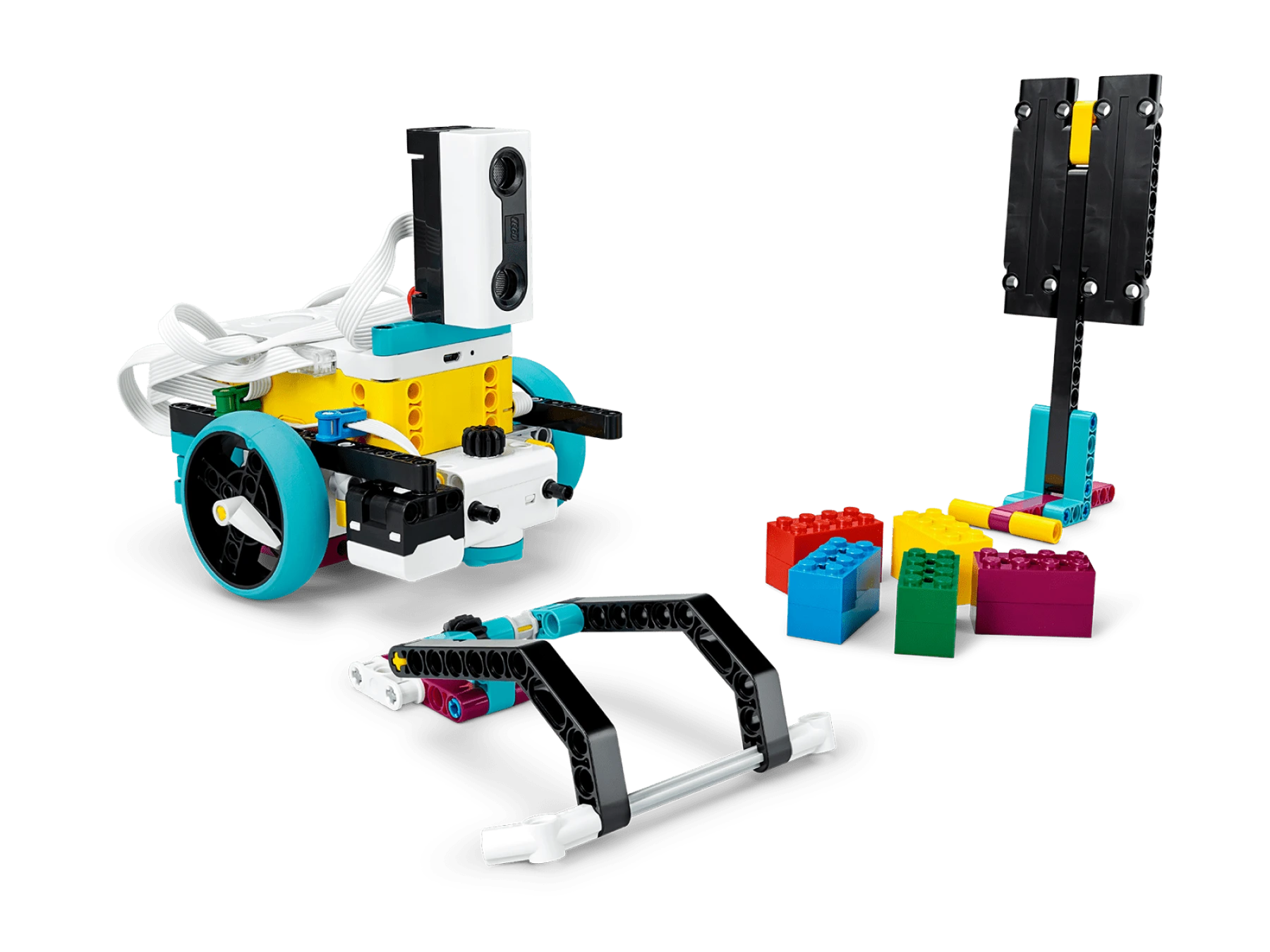 Base motriz con Sensor de distancia, brazo, marcador y cubos para la Clase 5 de LEGO Education SPIKE Prime