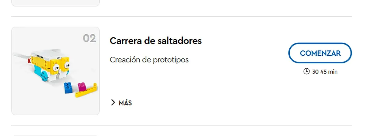 Actividad Carrera de saltadores en la aplicación SPIKE