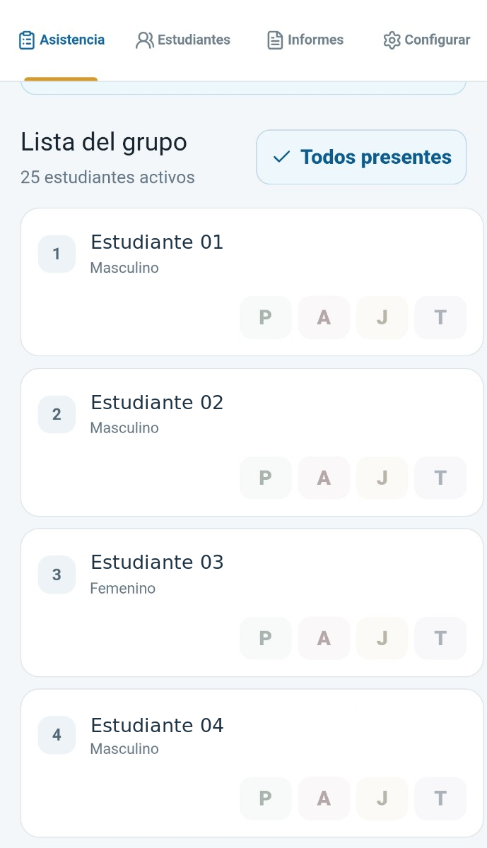 Captura real de registro de asistencia en IngNovaR Asistencia